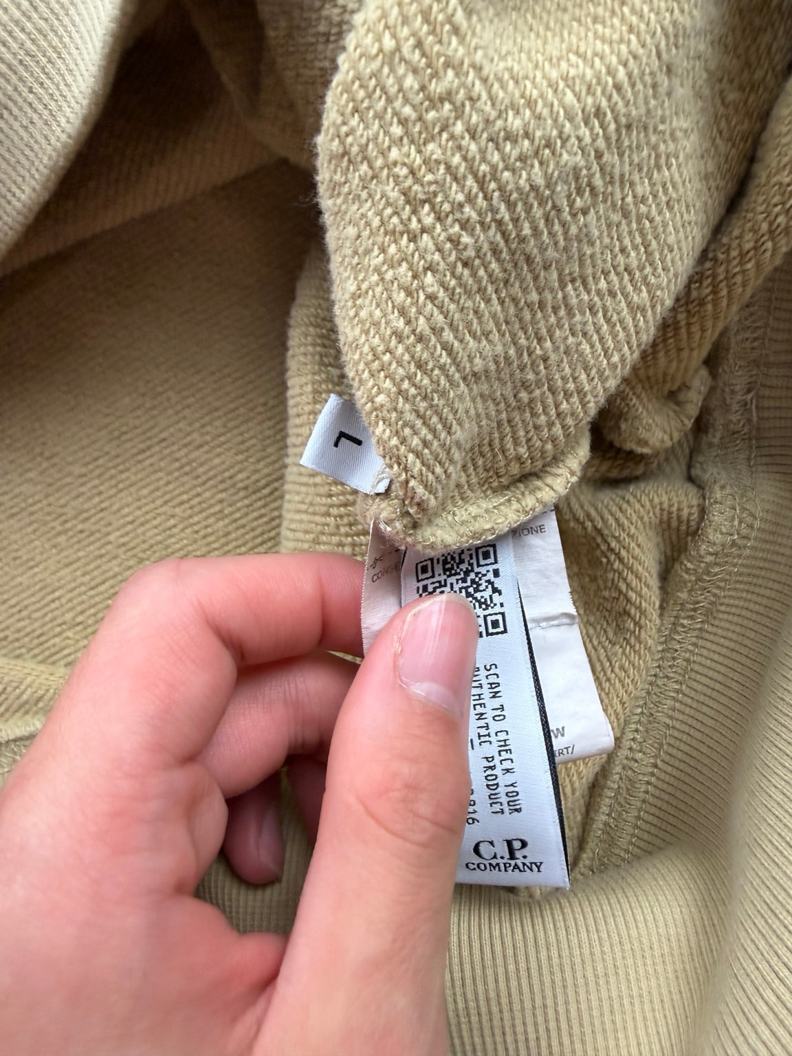 Pull à capuche C.P. Company Lens – Taille L – Beige kaki